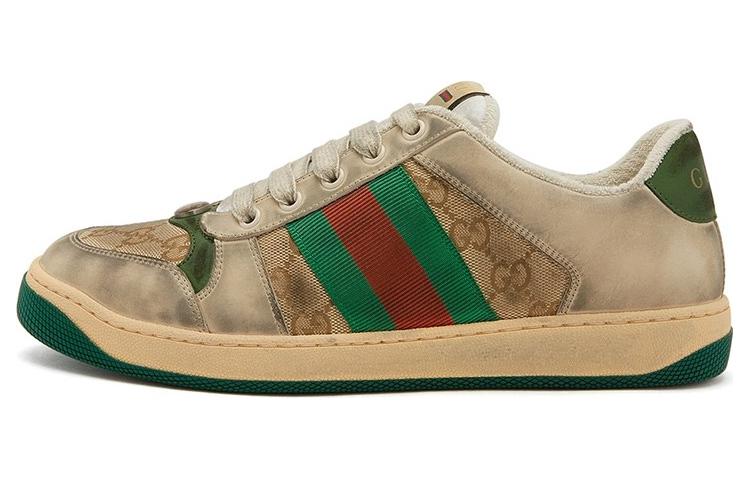 GUCCI Screener Distressed Shoes Low Top Stylish Skateboarding Shoes Men's Green