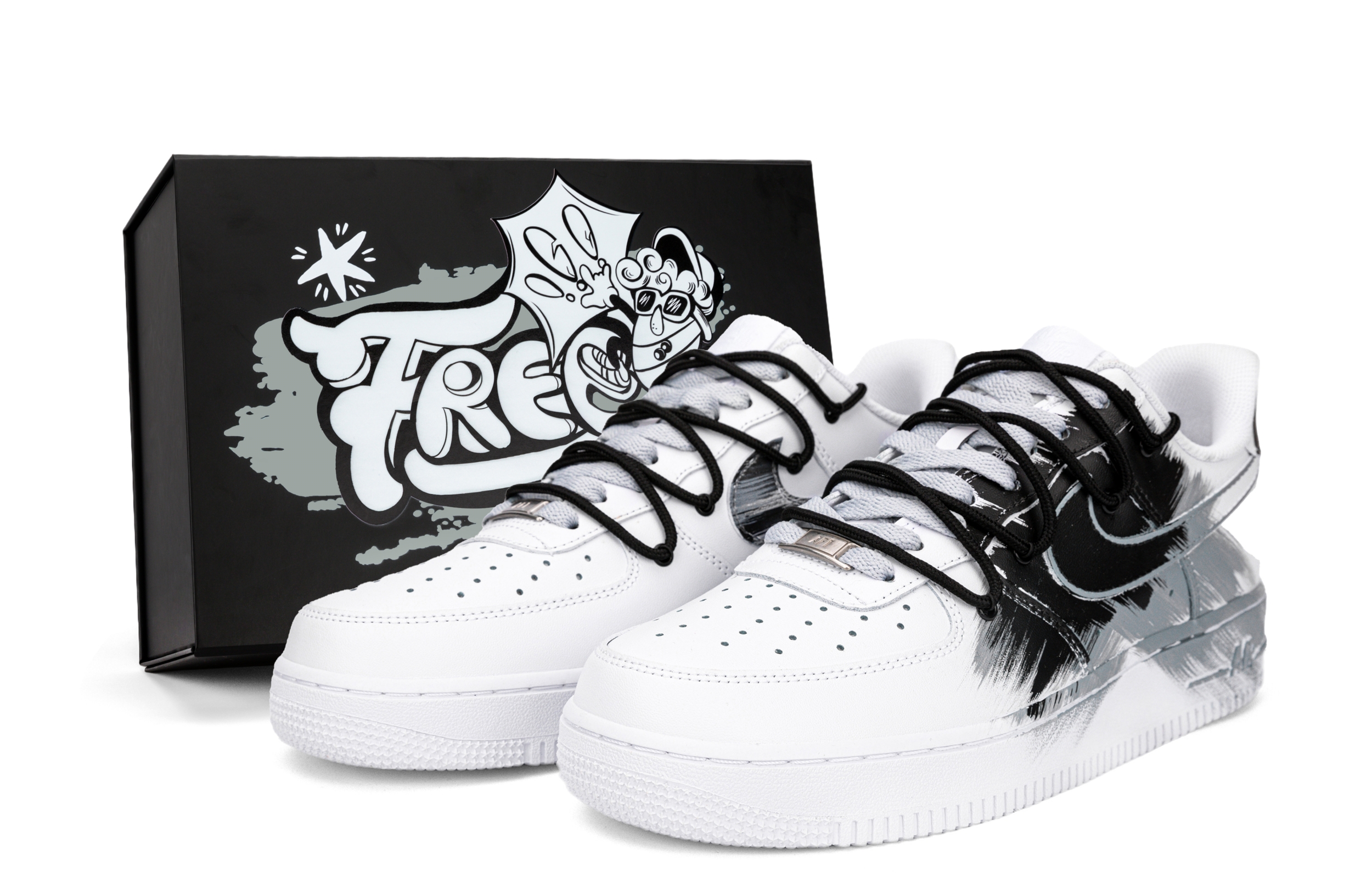 Nike Air Force 1 Slip Resistant Low Top Skateboard Shoes Men's Black White