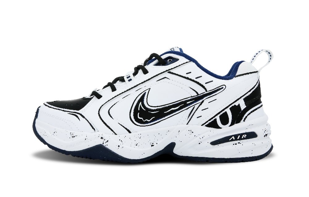 Nike Air Monarch 4 Cushioned Slip-Resistant Low-Top Chunky Sneakers Unisex Black White