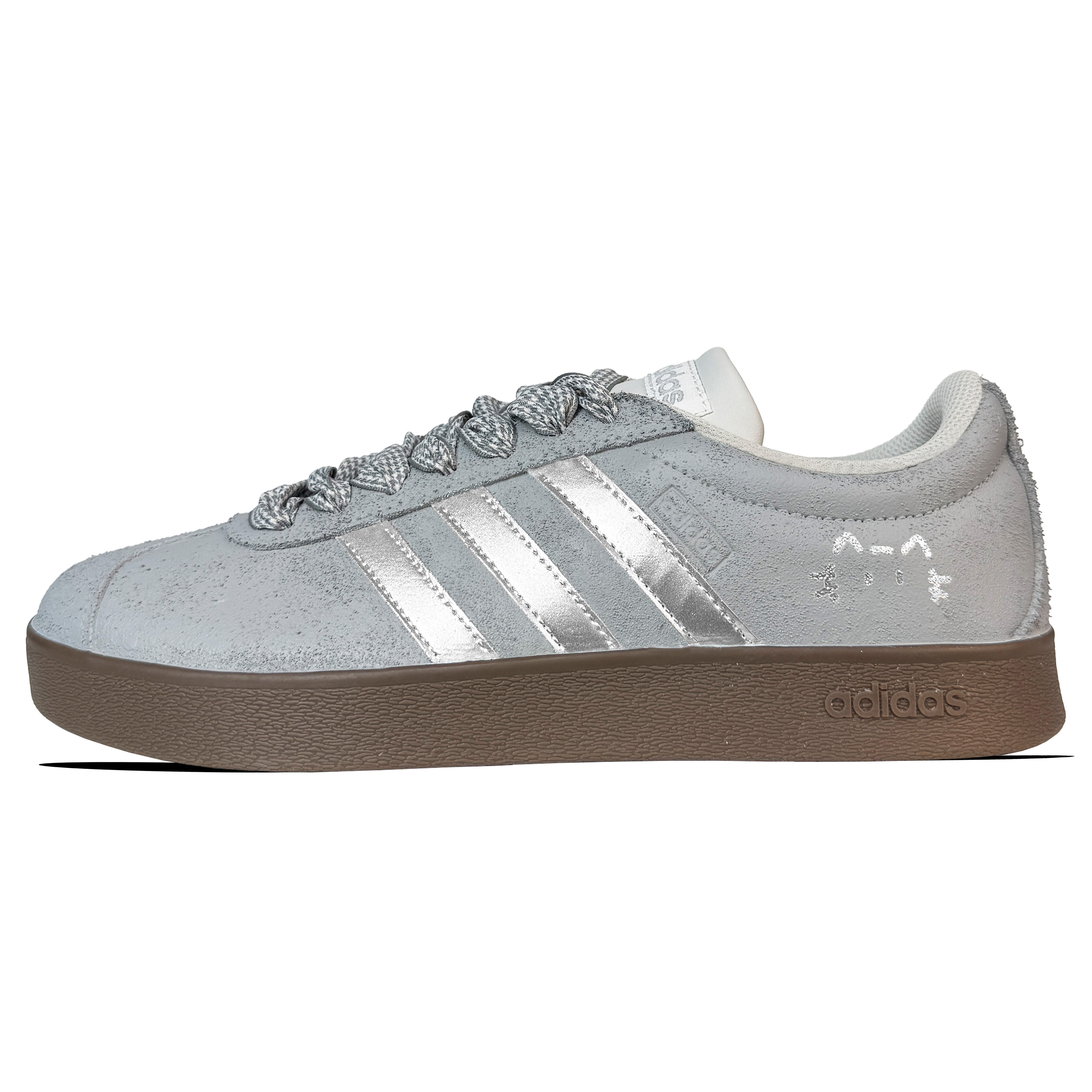 Adidas VL COURT 2.0 Wear resistant And Lightweight Low top Skateboard Shoes Unisex Gray Silver