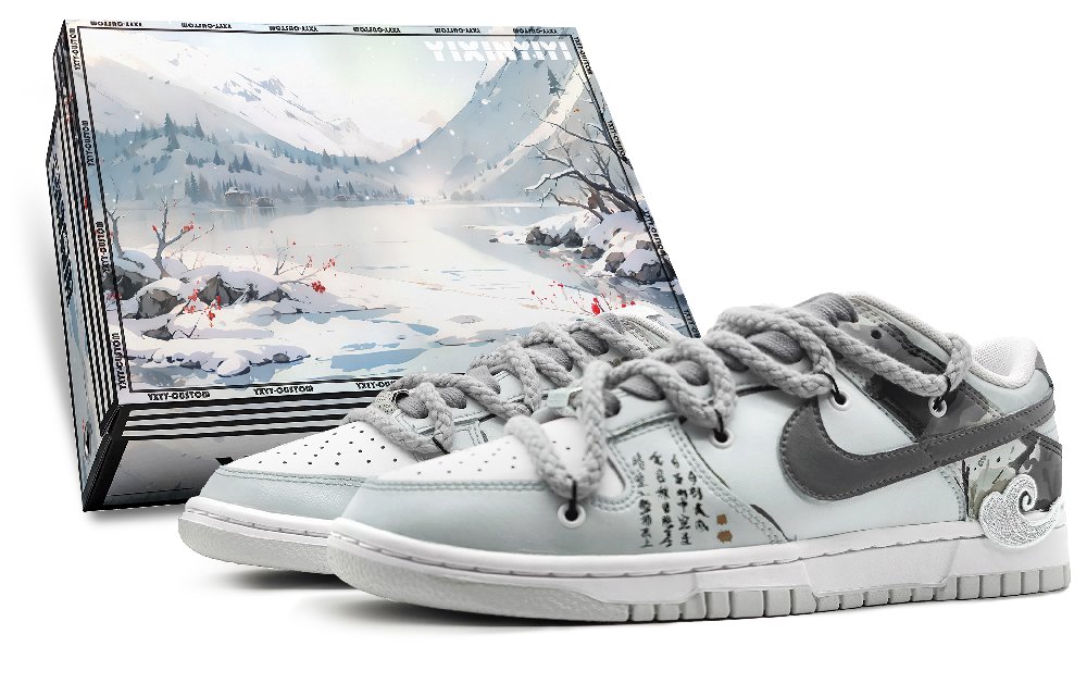 Nike Dunk Low-Top Skateboard Shoes Men's Gray Blue