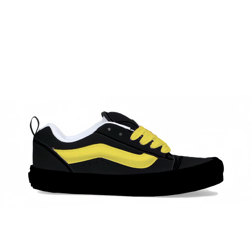 Vans Knu Skool Abrasion Resistant Low Top Skateboard Shoes Unisex Black Yellow