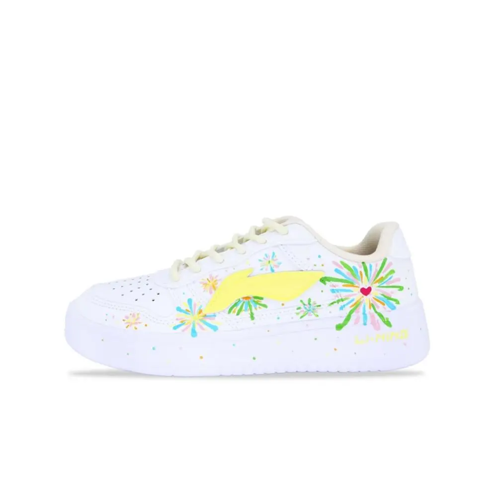 LiNing Pontoon Boats Wear resistant And Lightweight Low top Skateboard Shoes Women's White Yellow