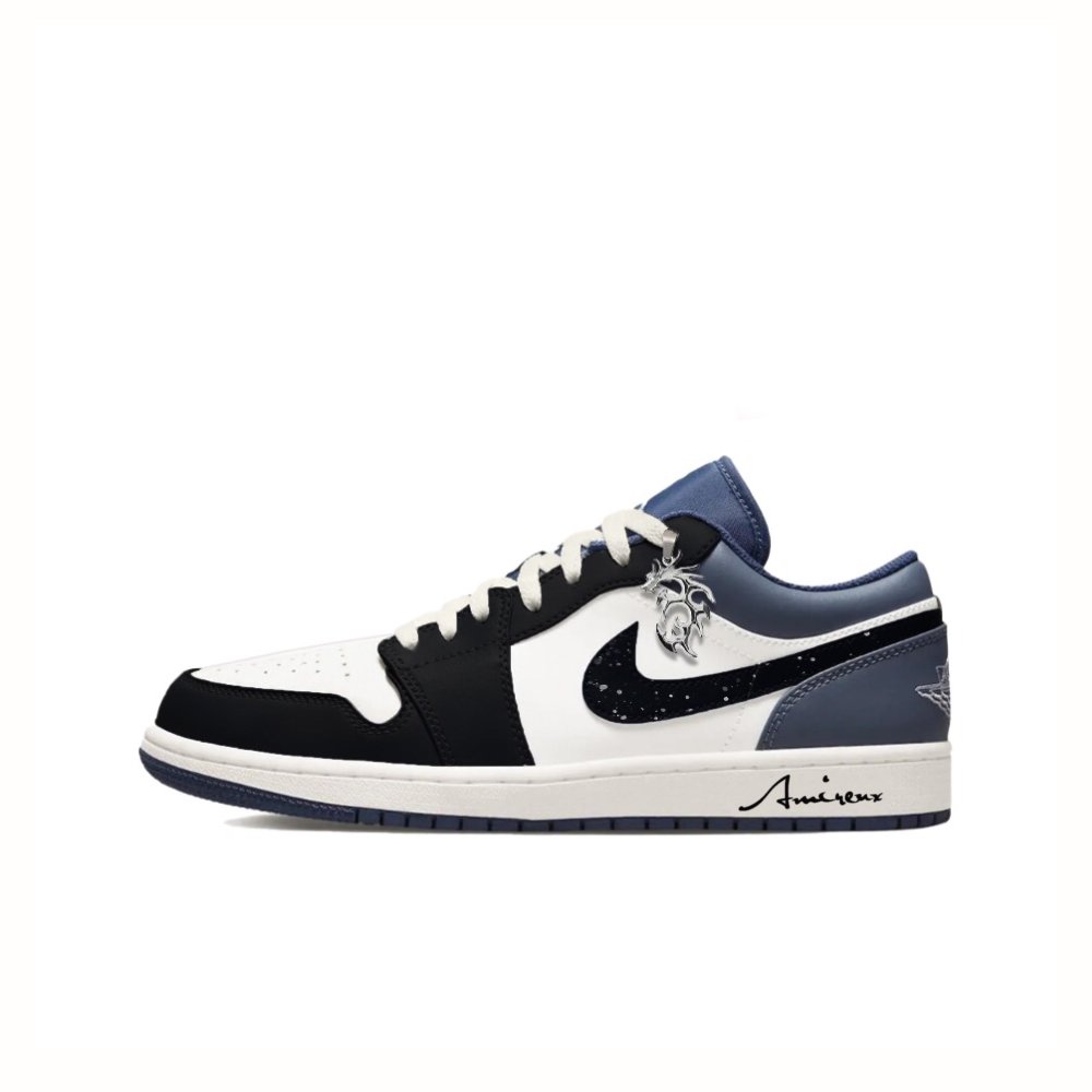 Jordan Air Jordan 1 LOW CNY Midnight Starry Sky Marine Blue Low-Top Vintage Basketball Shoes Men's Black White Blue