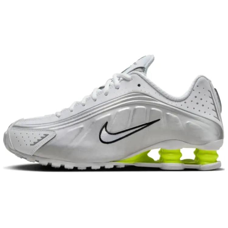 Nike Shox R4 White Metallic Silver Volt Women's