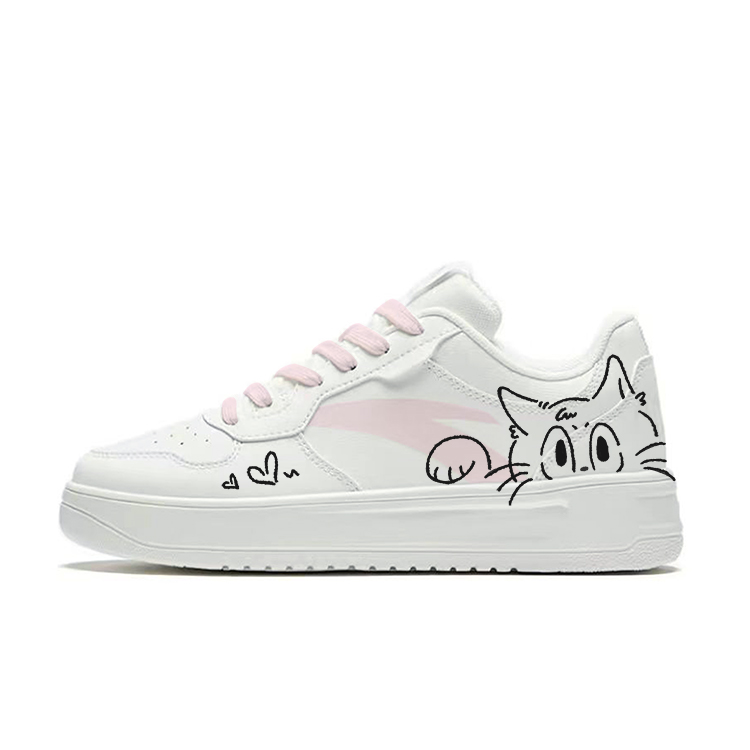 Anta Relaxed Slip Resistant And Abrasion Resistant Coverage Low Top Skateboard Shoes Unisex White Pink Black