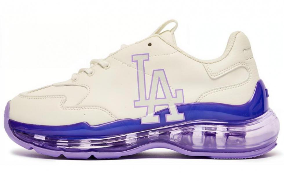 MLB Big Ball Chunky Anti-Slip Wear-Resistant Low-Top Chunky Sneakers Unisex Beige Purple