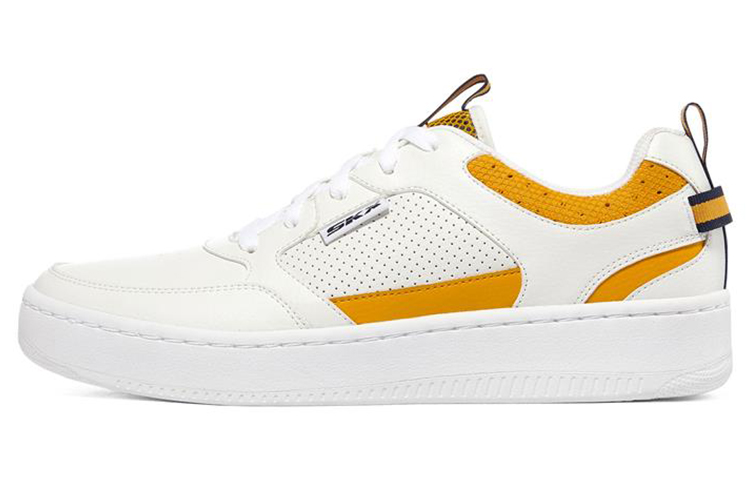 Skechers Sport Court 92 Anti-Slip Wear-Resistant Low-Top Skateboard Shoes Men's White Yellow