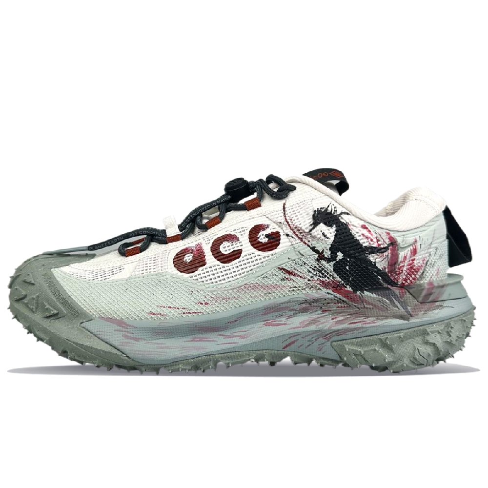 Nike ACG Mountain Fly Abrasion Resistant Breathable Moisture Wicking Low Top Outdoor Shoes Unisex Green Red White