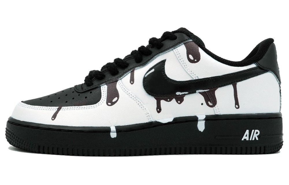 Nike Air Force 1 07 Floral Play Black Warrior Ink Dissolving Low Top Skateboard Shoes Unisex Black White