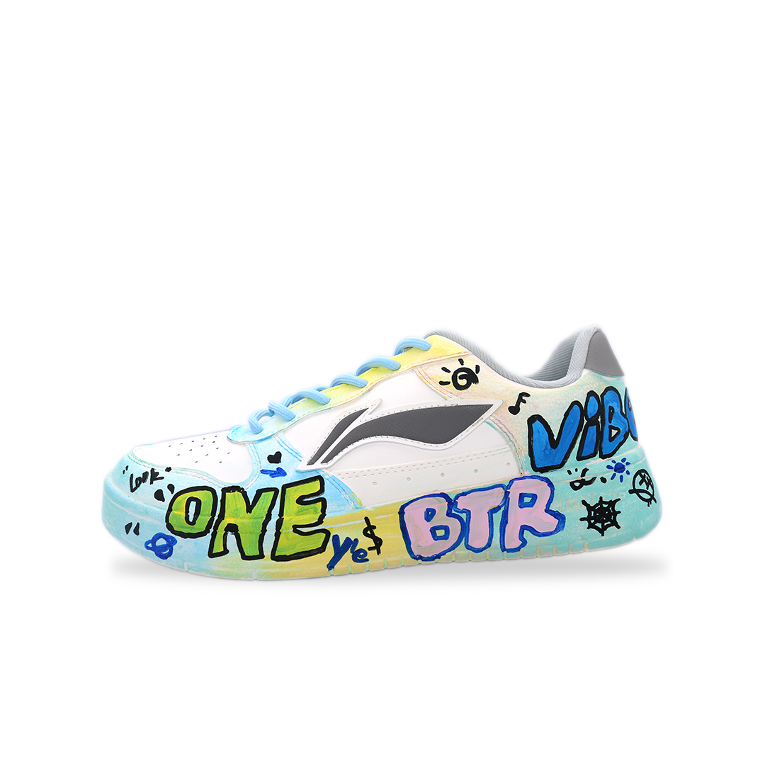 LiNing Pontoon Boats Abrasion Resistant Breathable Low top Skateboard Shoes Men's White Blue Yellow