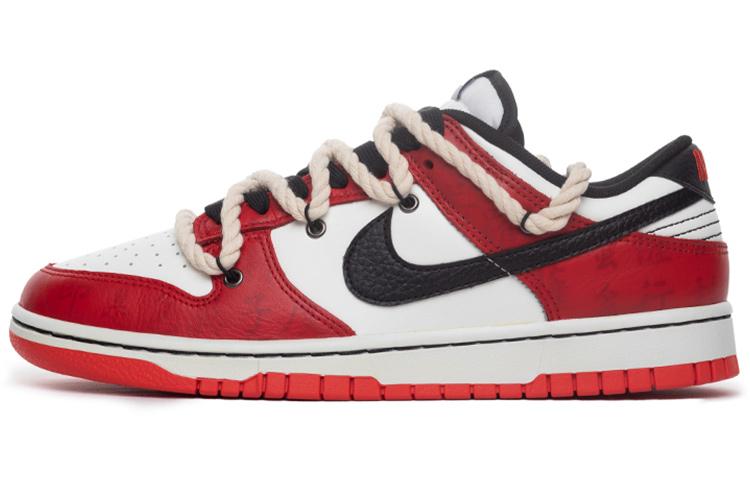 NBA Nike Dunk Low Emb Low-Top Skateboard Shoes Men's Red White Black