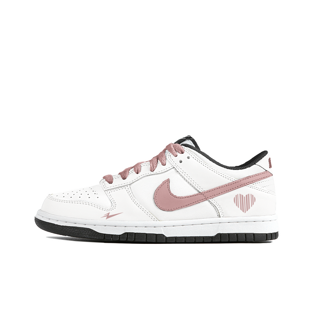 Nike Dunk Anti-Slip Wear-Resistant Low-Top Skateboard Shoes Unisex White Pink