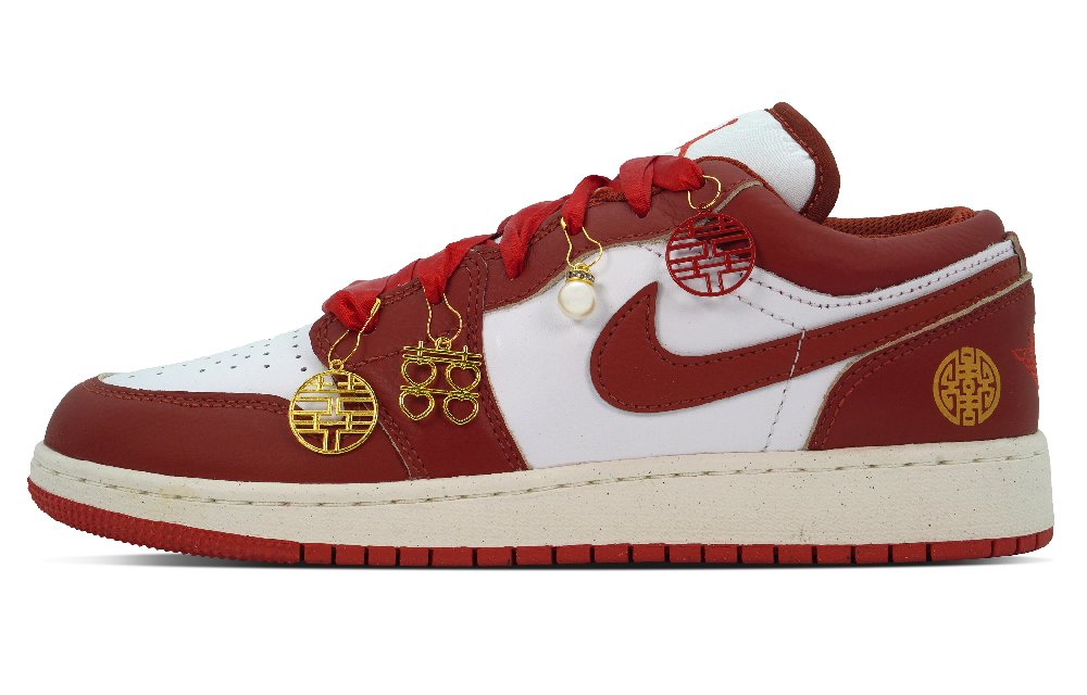 JORDAN Air JORDAN 1 Vintage Basketball Shoes Women's Low Top Red/White/Gold