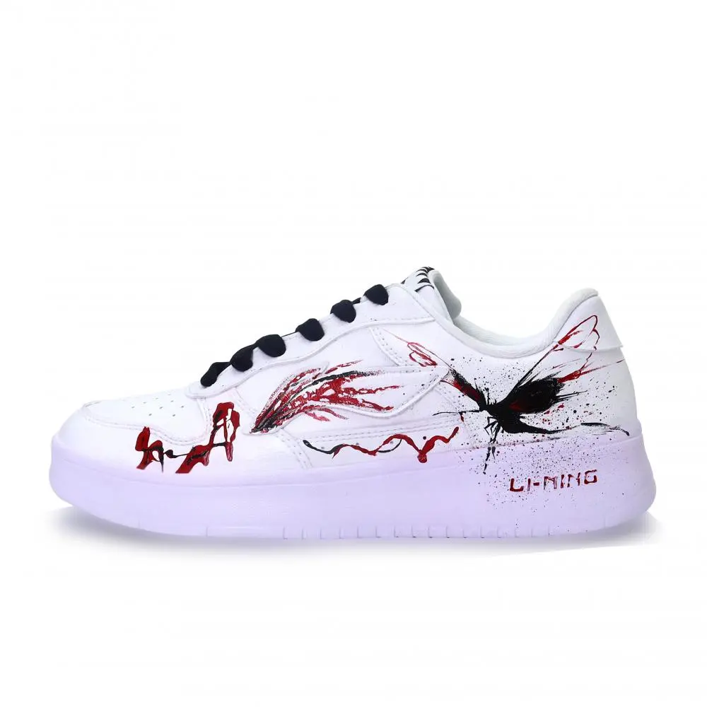 LiNing Pontoon Boats Abrasion Resistant, Lightweight, And Breathable Low top Skateboard Shoes Unisex Red Black