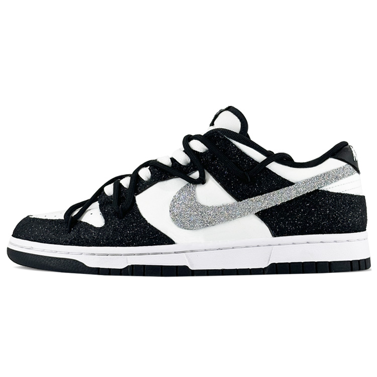 Nike Dunk Low Wear resistant And Lightweight Low Top Skateboard Shoes Unisex Black Silver