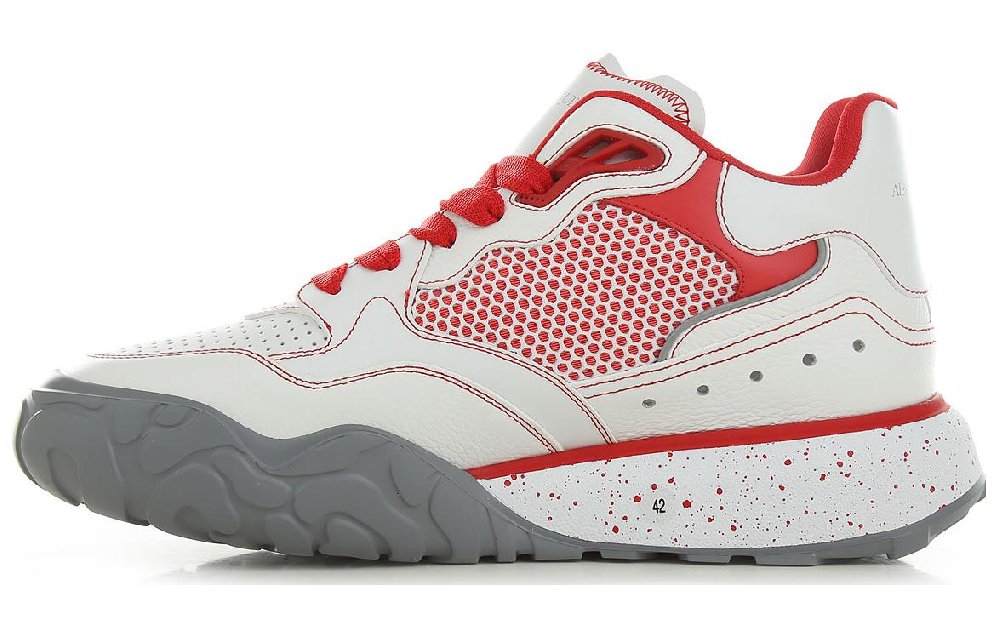 Alexander McQueen Court Trainer Abrasion-Resistant Low-Top Sports Casual Shoes Men's White Red
