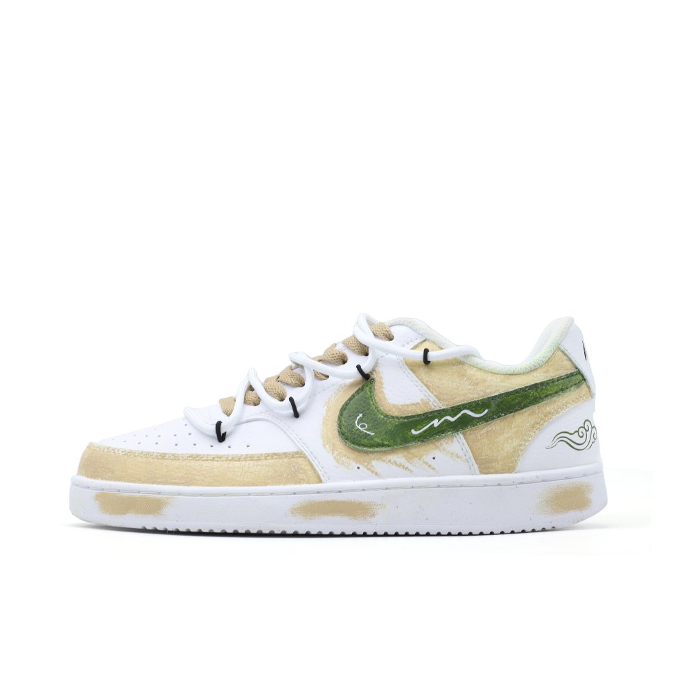 Nike Court Vision 1 Slip Resistant Abrasion Resistant Low top Skateboard Shoes Men's White Yellow Green