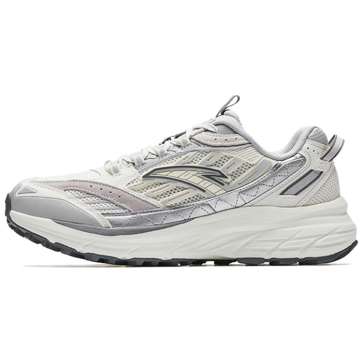 Anta AT957 Wear resistant And Lightweight Low Top Casual Running Shoes Men's White Gray Silver