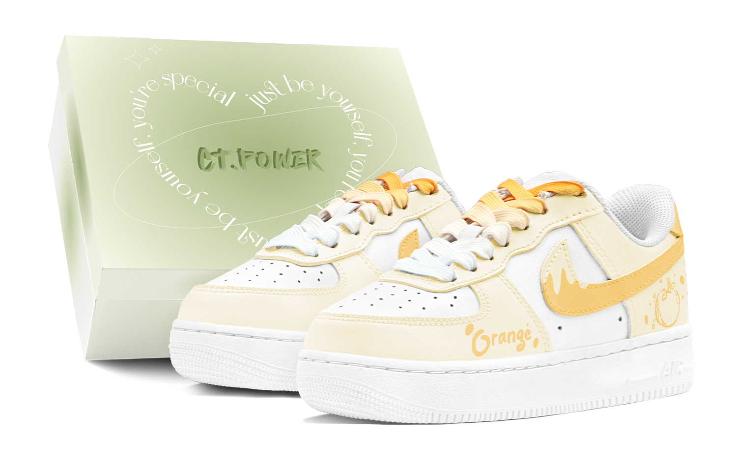 Nike Air Force 1 Air Force 1 Abrasion Resistant Low top Skateboard Shoes Women's Orange White