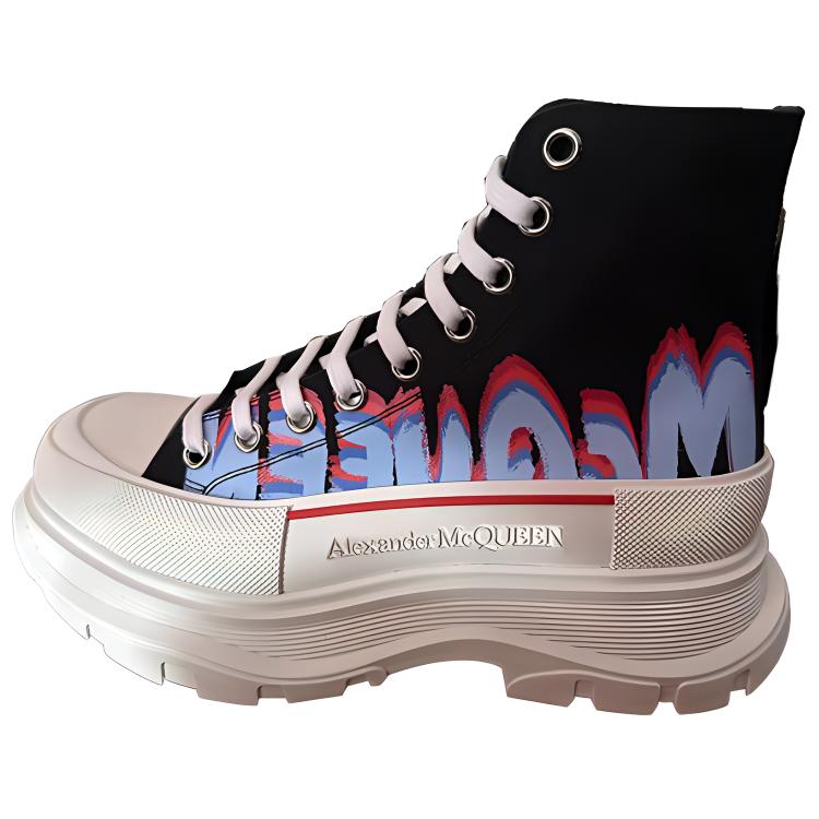 Alexander McQueen Tread Slick High Top Sneakers 'Black Blue Red'