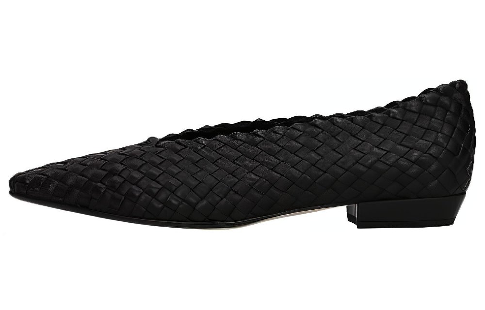 Bottega Veneta Almond Casual Single Shoes Low Heel Women's Black