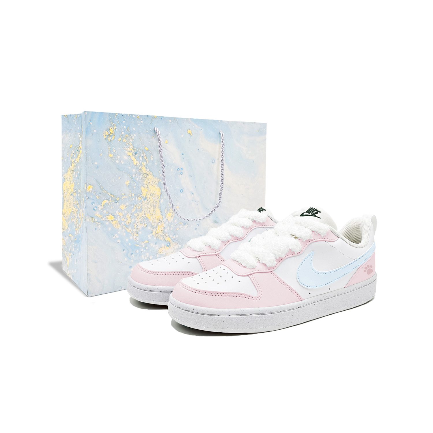 Nike Court Borough Meow Claw Sweetheart Slip Resistant Shock Absorbers Low top Kids' Skateboarding Shoes Women's