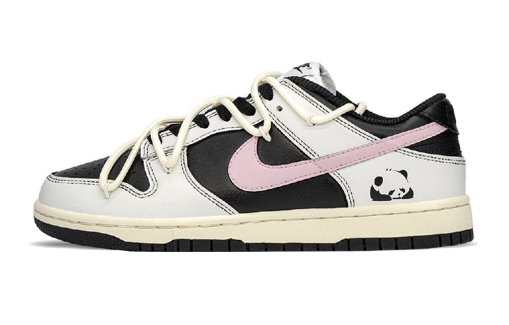 Nike Dunk Anti Slip And Wear Resistant Lightweight Height Increasing Low Top Skateboard Shoes Women's Black Beige Pink