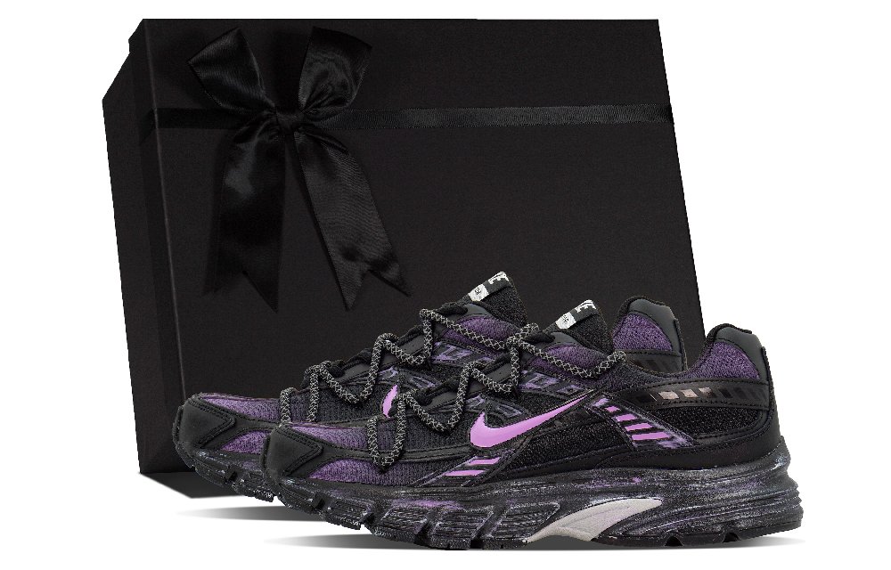 Nike Initiator Cushioning And Breathable Low Top Casual City Commute Running Shoes Men's Black Purple