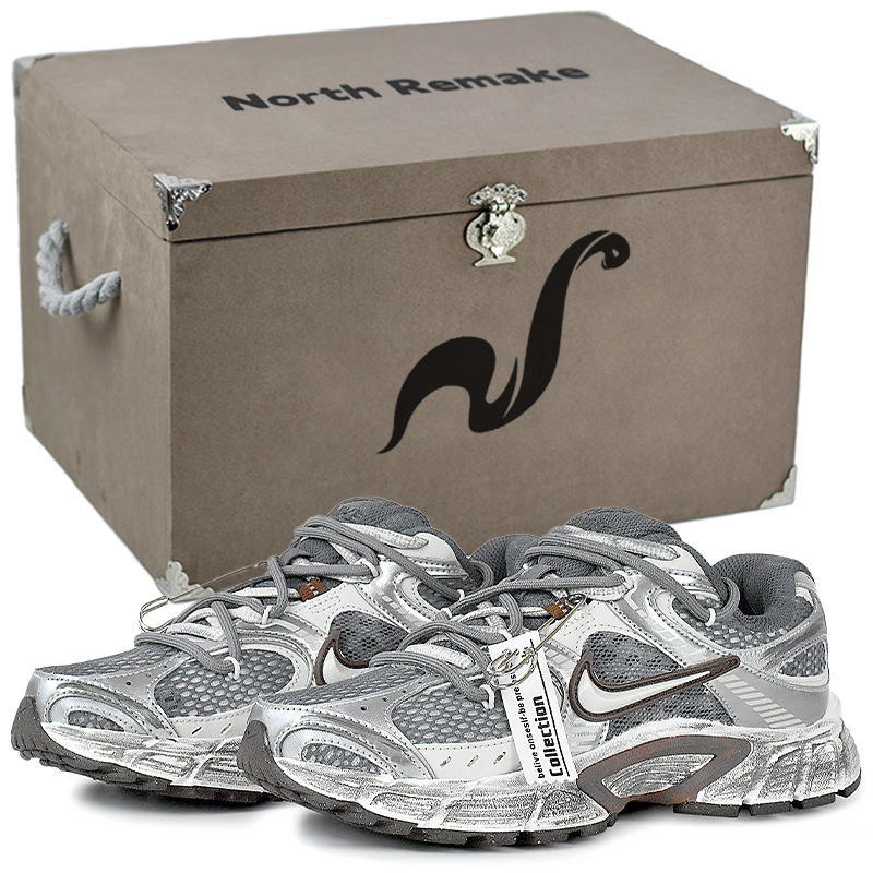 Nike V5 RNR Abrasion Resistant Breathable Low Top Running Shoes Unisex Silver White Gray