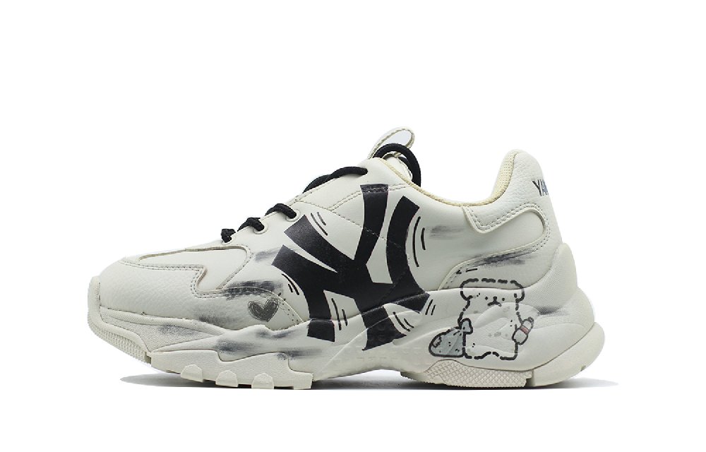 MLB Big Ball Chunky Scribbled Puppy Anti-Slip Wear-Resistant Low-Top Chunky Sneakers Unisex Beige