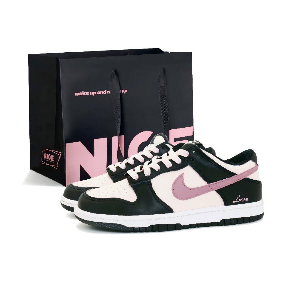 Nike Dunk Cheese Berry Anti Slip Wear Resistant Low Top Skateboard Shoes Women's Black Pink