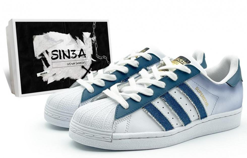 Adidas Originals Superstar Skateboard Shoes Unisex Low-Top White/Blue