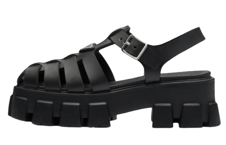 PRADA Monolith Foam Rubber 55mm Sandals Black Women's