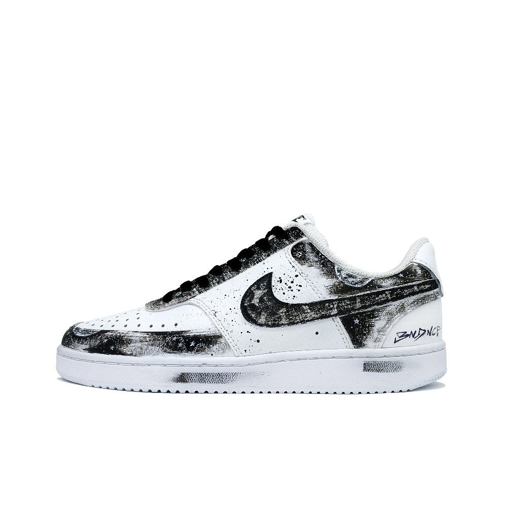 Nike Court Vision 1 Anti-Slip Wear-Resistant Lightweight Breathable Low-Top Skateboard Shoes Men's Black White