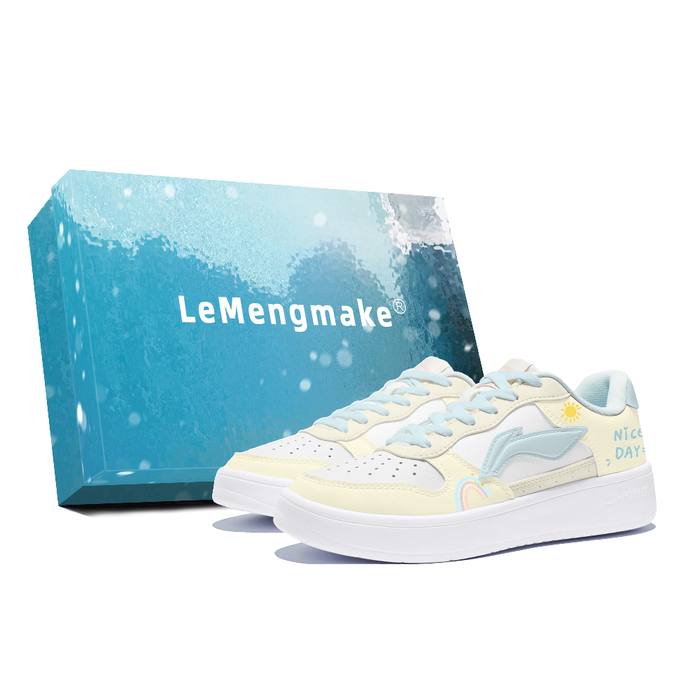 LiNing Pontoon Boats Anti Slip Wear Resistant Low Top Skateboard Shoes Women's White Yellow Pink