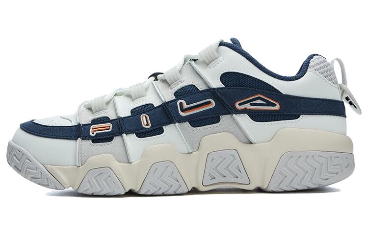 FILA FUSION BARRICADE Anti-Slip Wear-Resistant Low-Top Basketball Shoes Men's White Blue