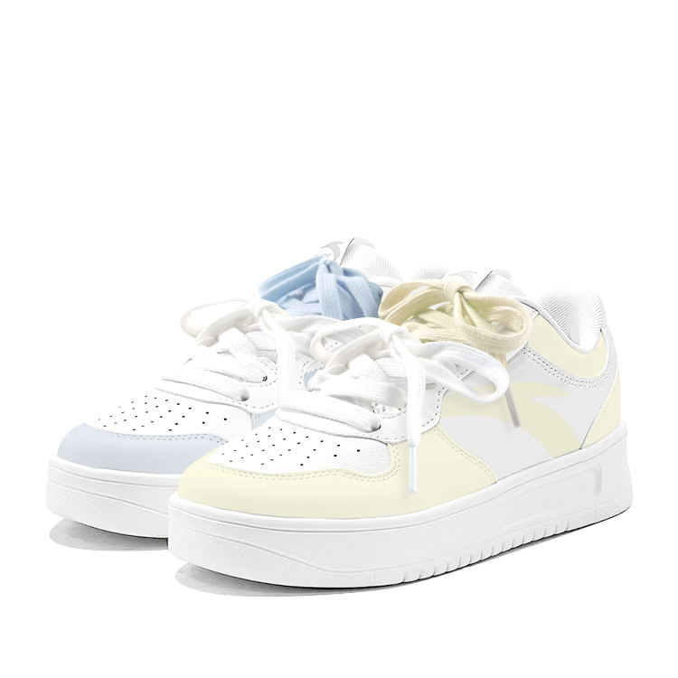 Anta Relaxed Anti Slip Wear Resistant Low Top Skateboard Shoes Unisex Yellow Blue Mismatched