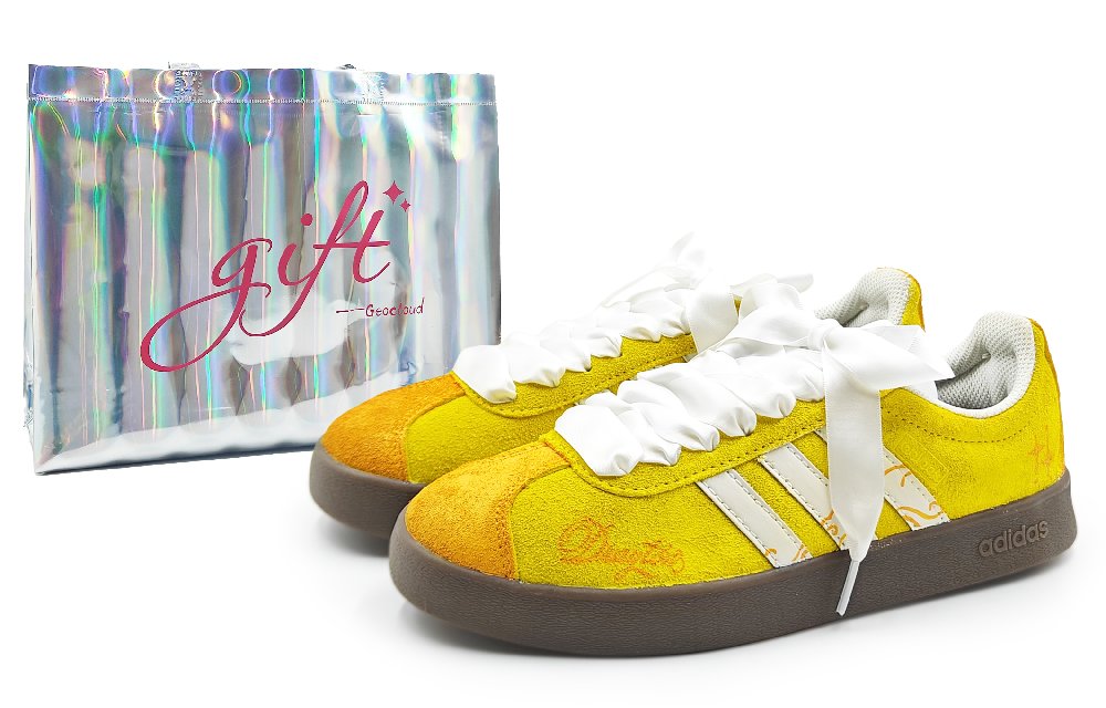 Adidas Neo VL Court 2.0 Abrasion Resistant Low Top Skateboard Shoes Unisex Yellow