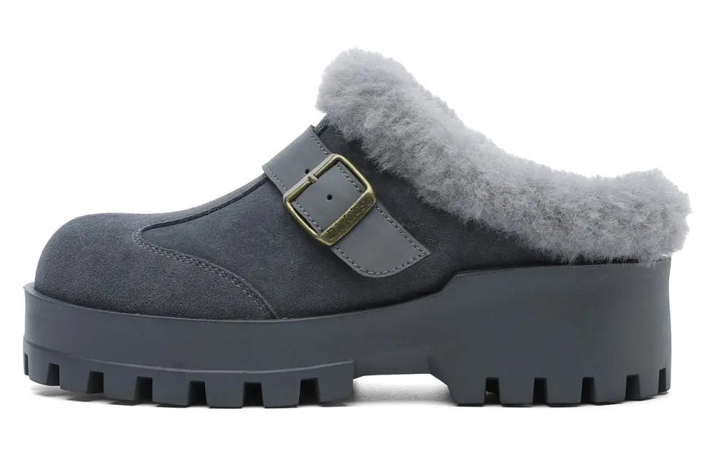 Dickies Rubber Sole Quiet Abrasion-Resistant Slip-Resistant Antibacterial Massage Wrap-toe Slippers Women's Gray