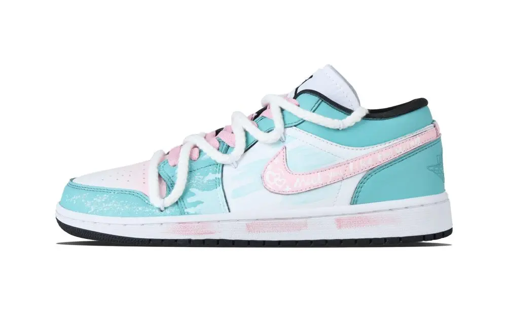 Jordan Air Jordan 1 Wind Love Low top Vintage Basketball Shoes Unisex Blue Pink