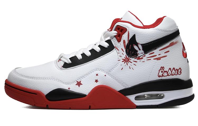 Nike Flight Legacy Anti-Slip Wear-Resistant Mid-Top Vintage Basketball Shoes Unisex Red White