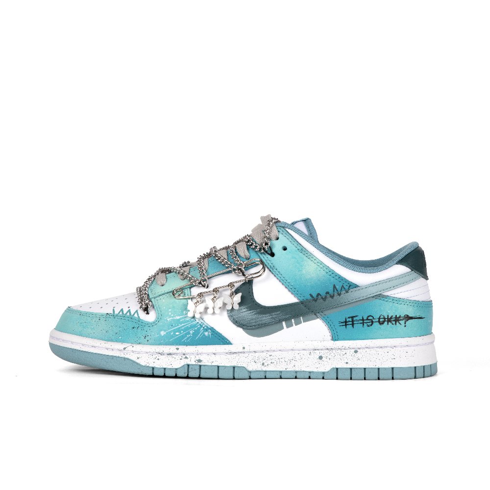 Nike Dunk Anti-Slip Wear-Resistant Low-Top Skateboard Shoes Unisex Turquoise