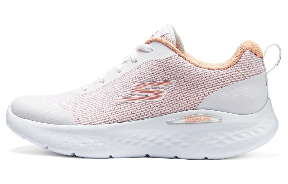 Skechers Go Run Lite Cushioning Breathable Low-Top Casual Running Shoes Women's White Orange