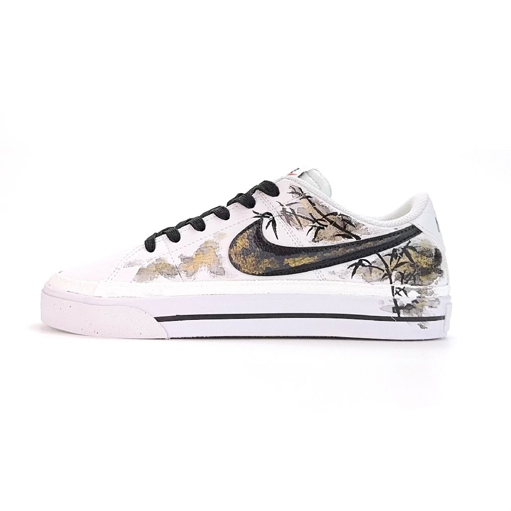 Nike Court Legacy Bamboo Shadow Ink Abrasion Resistant Low Top Skateboard Shoes Unisex Black White