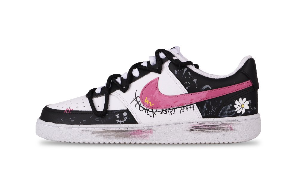 Nike Court Vision 1 Abrasion Resistant Low Top Skateboard Shoes Men's Pink Black