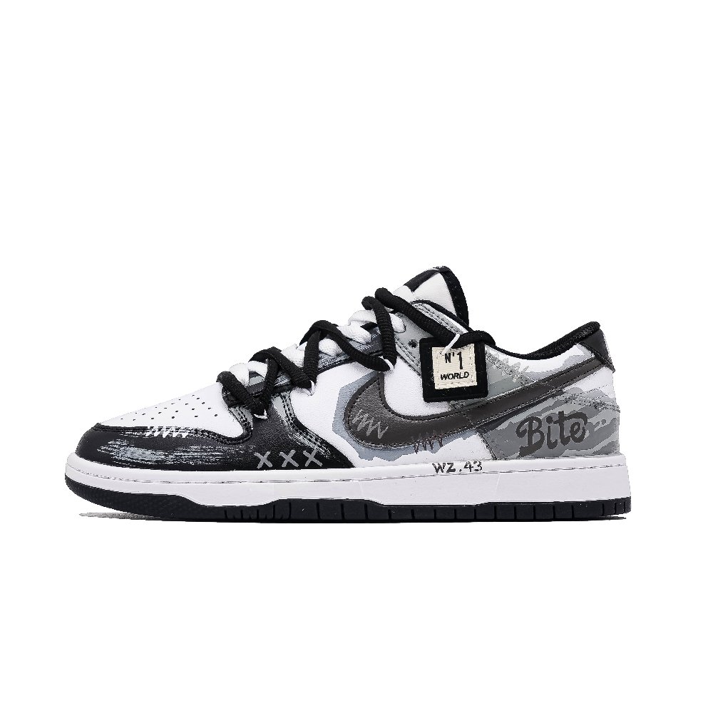 Nike Dunk Street Artist Abrasion Resistant Low Top Skateboard Shoes Unisex Black White Gray