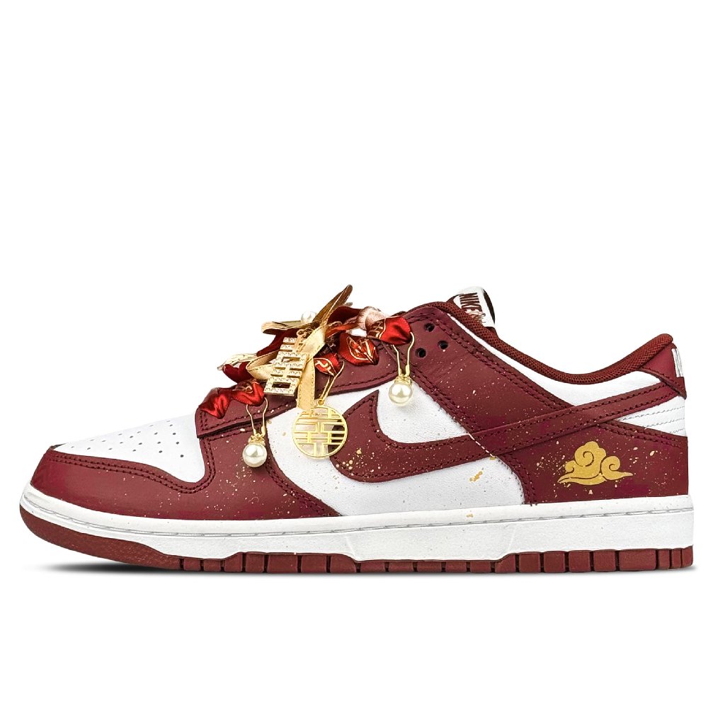 Nike Dunk Low Top Skateboard Shoes Unisex Gold Red