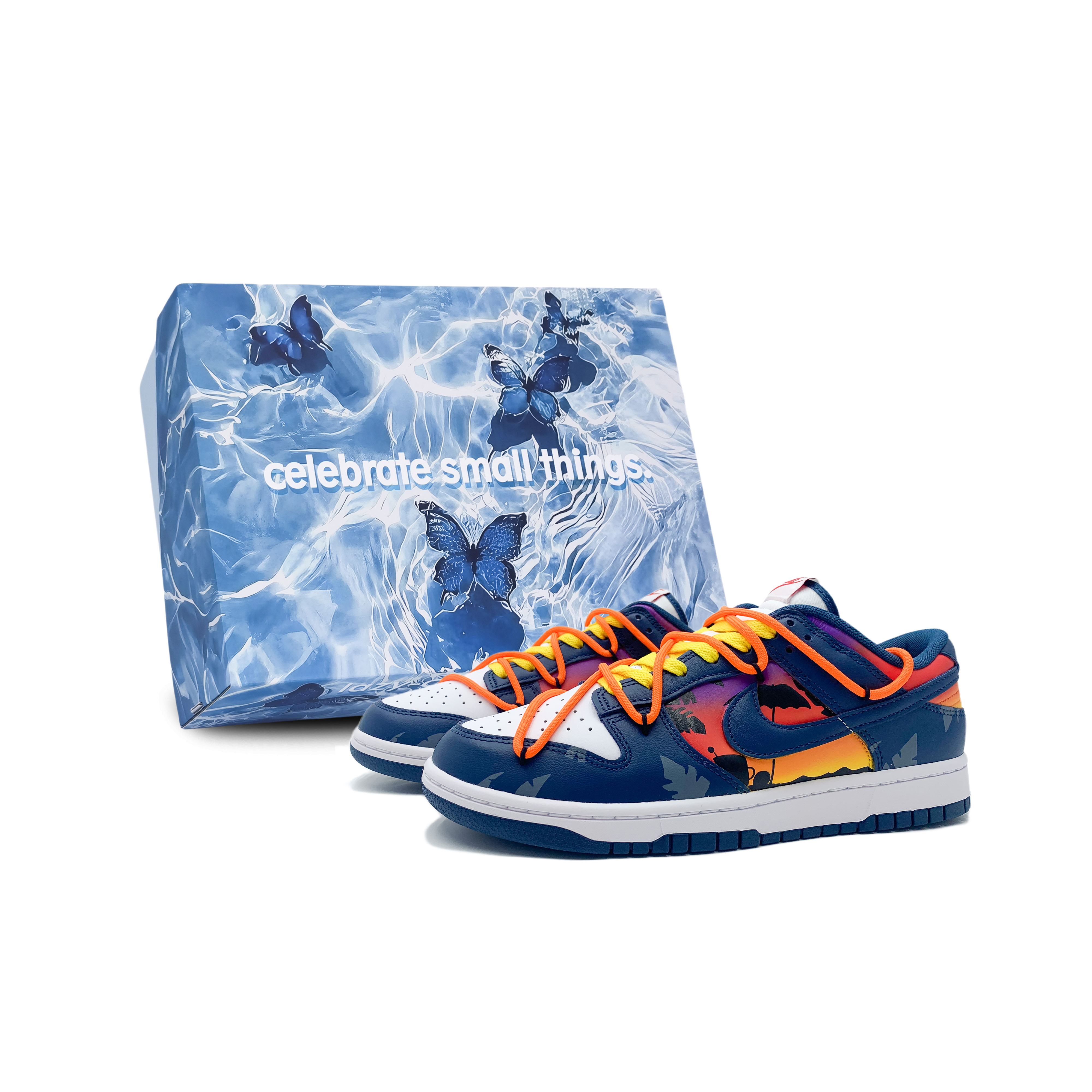 Nike Dunk Slip Resistant, Abrasion Resistant, Lightweight Low top Skateboard Shoes Men's Blue White