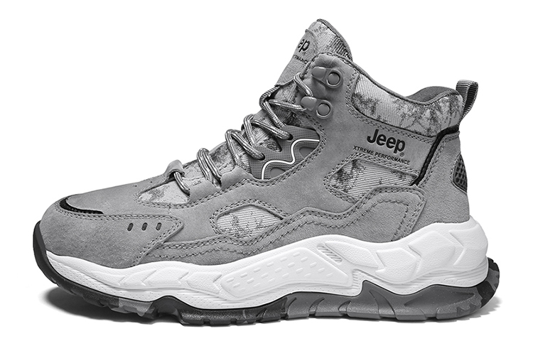 Jeep Mid Top Chunky Sneakers Men's Gray